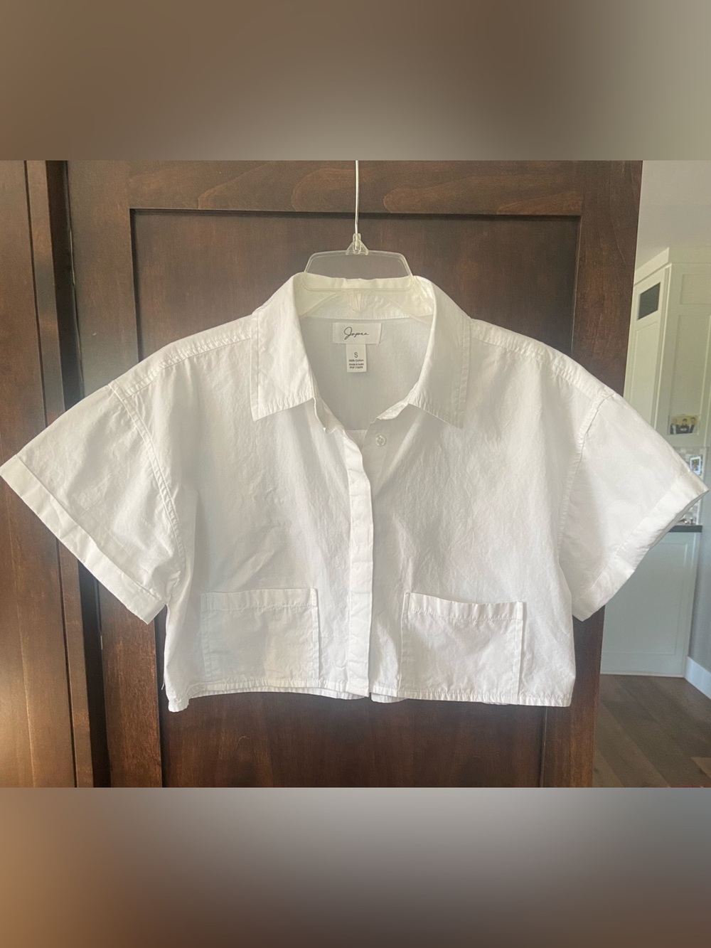 White Cropped Button-Up Shirt